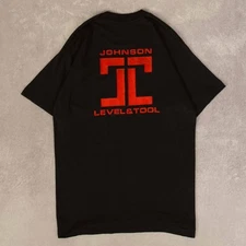 Screen Stars Vintage 90s Johnson Level And Tool Graphic T-Shirt L Mens Black 