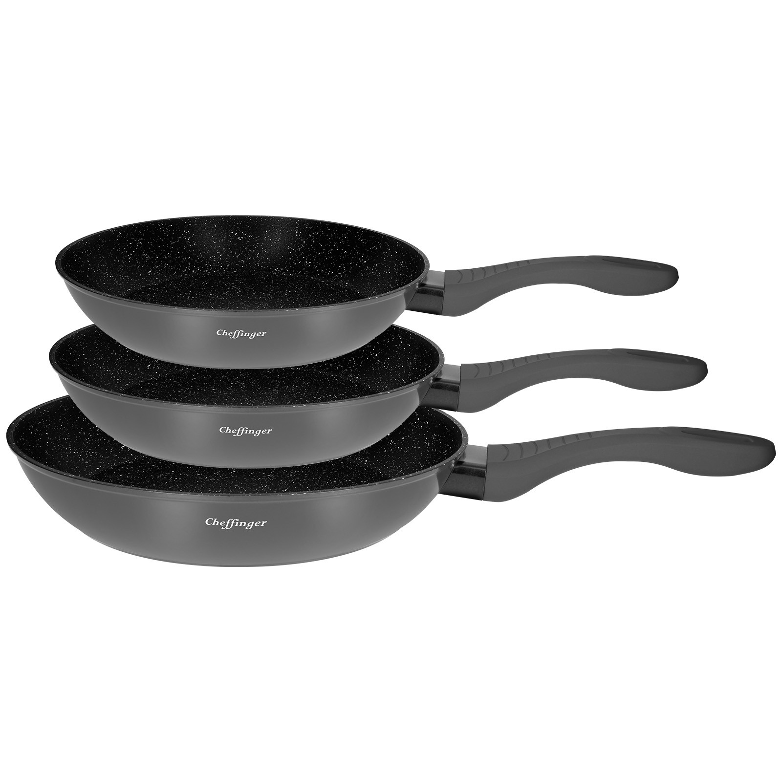 Poêles en marbre 20/24/28 cm de qualité supérieure et manches en silicone gris