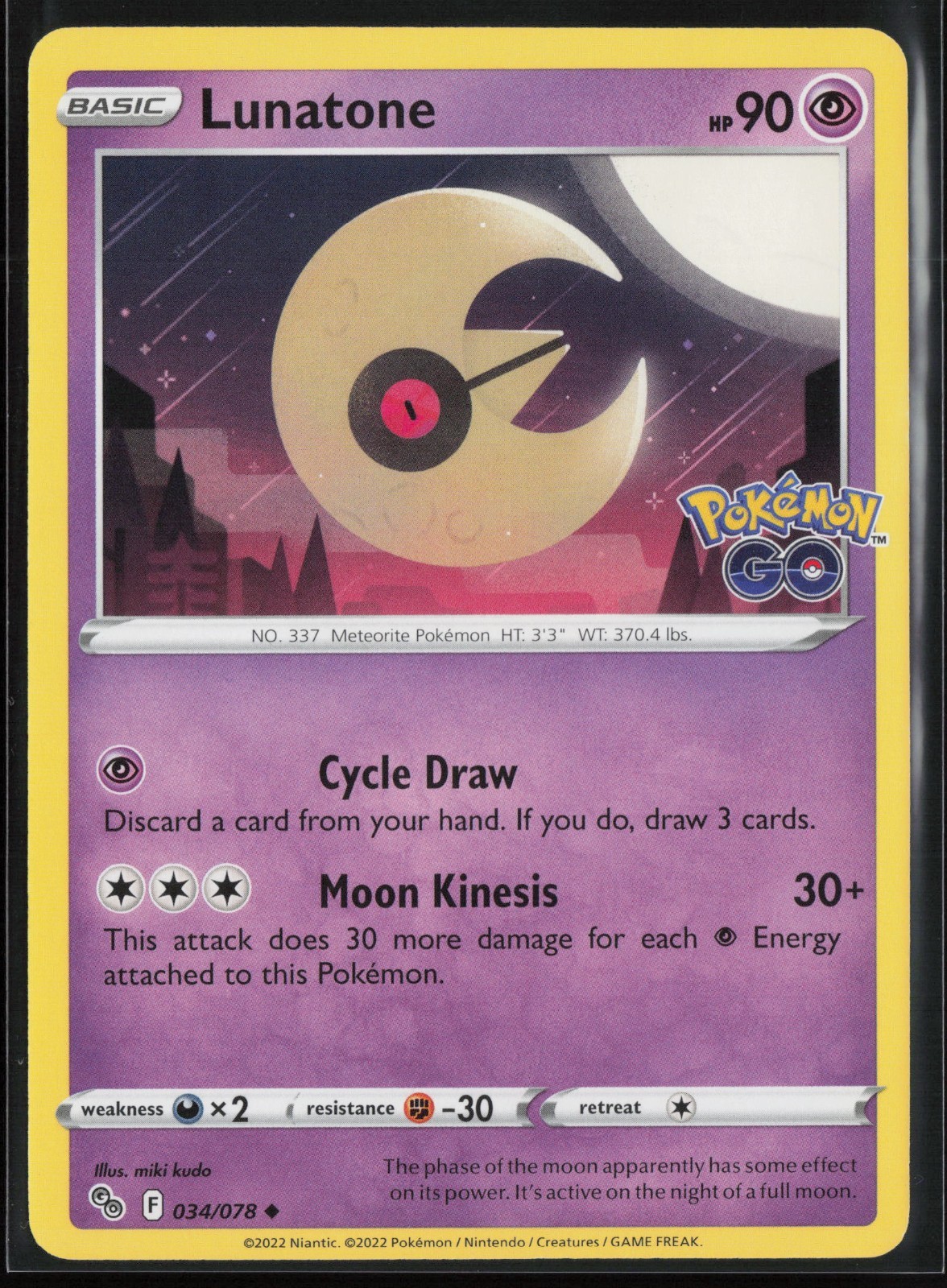 Lunatone 34/78 - Pokemon Go - PTCG - NM