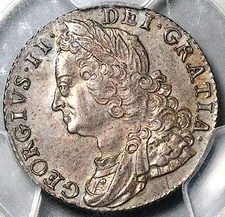 1747 PCGS AU 58 George II Shilling Great Britain Colonial Roses Coin (25101202C)