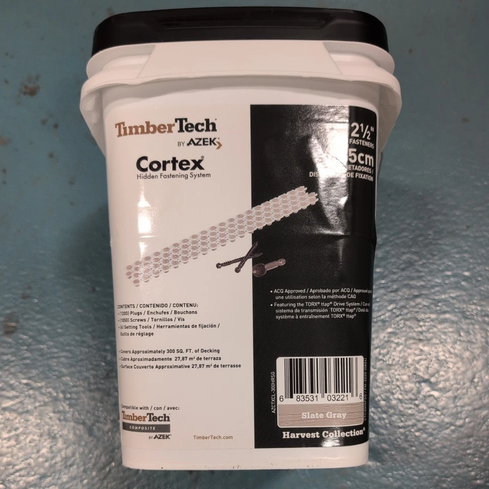 TimberTech Azek Cortex 2-1/2" Hidden Fastening System Slate Gray 300 sq ft - Image 1 of 2