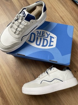 Neuwertige HeyDude Sneaker Unisex Gr.41/42 Hudson M Canvas White Navy