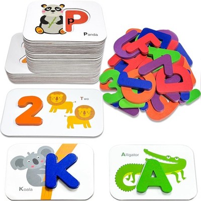 Alphabet Flash Cards Wooden Letters ABC Learning Toys for Kids Toddlers 3-5