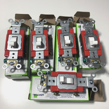 Leviton Lot of 5 1221-2W Single Pole Toggle Switch Grounding 20A 120/277V White