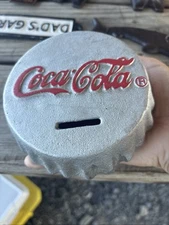 Coca Cola Cast Iron Bottle Top Coin Bank Atlanta Georgia collectible figural