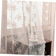 Floral Sheer Curtains for Girls Bedroom - 52"W x 96"L Pack of 2 Blush Pink