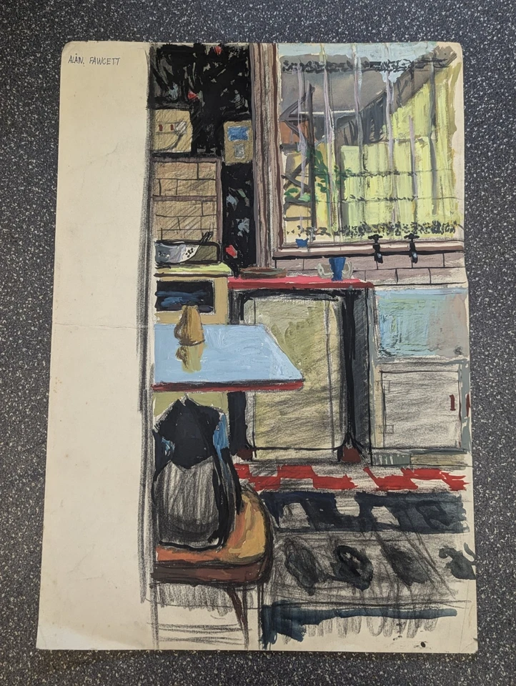 1960s Original gouache & charcoal & pencil painting by Alan Stuart Fawcett RA - Image 2 of 4