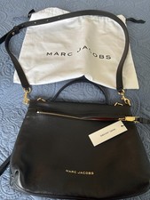 MARC JACOBS CRUISER BLACK LEATHER CROSSBODY TOP ZIP MEDIUM SATCHEL BAG NWT!