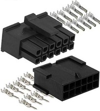 Molex Micro-Fit 3.0 dual row 12 Circuits Male  Female receptacle plug, w/T...