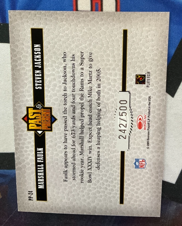 2005 Donruss Classics Blue 242/500 Marshall Faulk & Steven Jackson #PP-24 (TZ) - Image 2 of 2