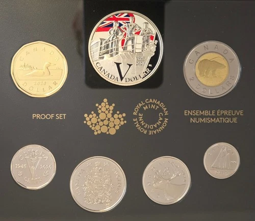 2020 Canada Silver Dollar Proof Set: 75th Anniversary of VE-Day - RCM- Navy- OGP