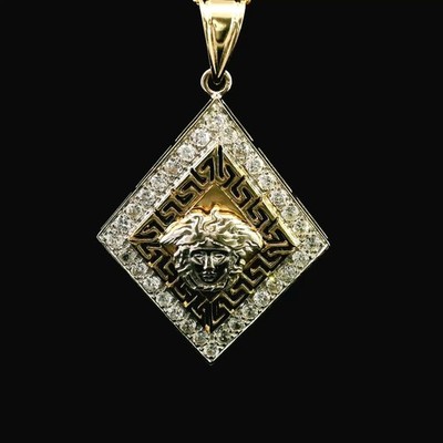 9ct Yellow & White Gold ''Versace'' Style Diamond Pendant   1.60ct Total