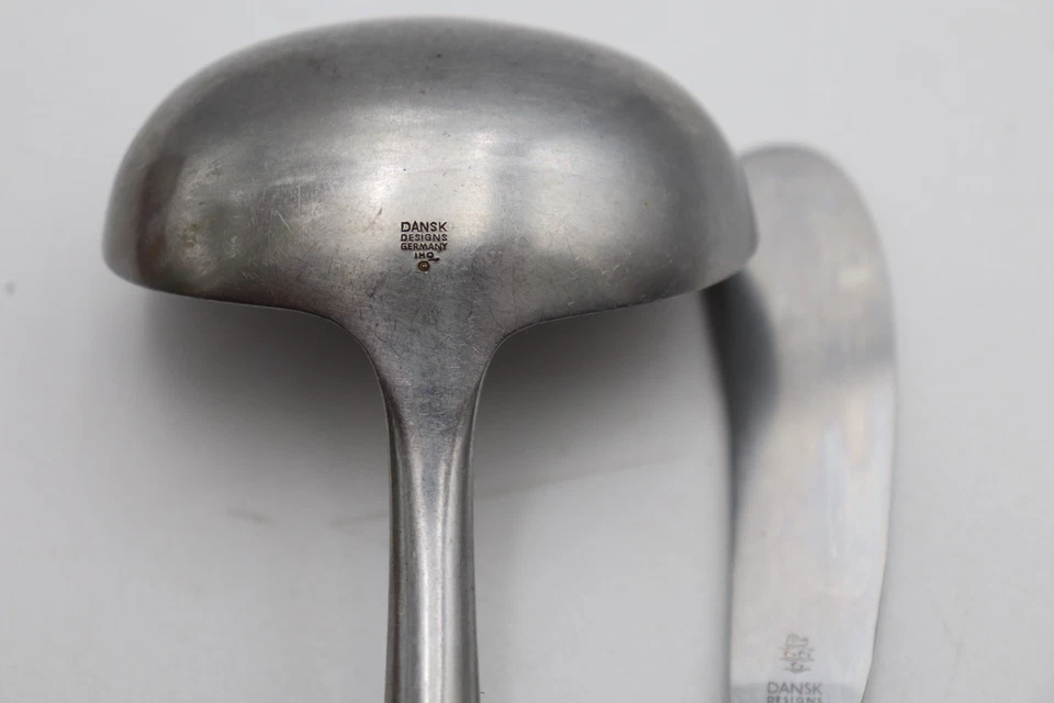 Cuchillo esparcidor de mantequilla y cucharón de salsa DANSK FJORD mango de madera vintage MCM Foto 4 de 4