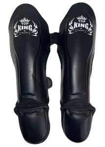 Top King Boxing Shin Guards Unisex Muay Thai Kickboxing Genuine Leather Medium