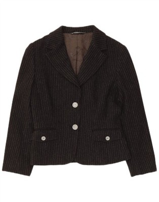 Liu Jo Womens 2 Button Blazer Jacket IT 44 Medium Black Pinstripe Acetate AU08