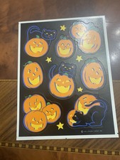 Vintage Jack O Lanterns Black Cats Sticker Sheet Hallmark