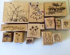 Stampin' Up ! Lot de timbres caoutchouc montés sur bois Noël papillon oiseau couronne