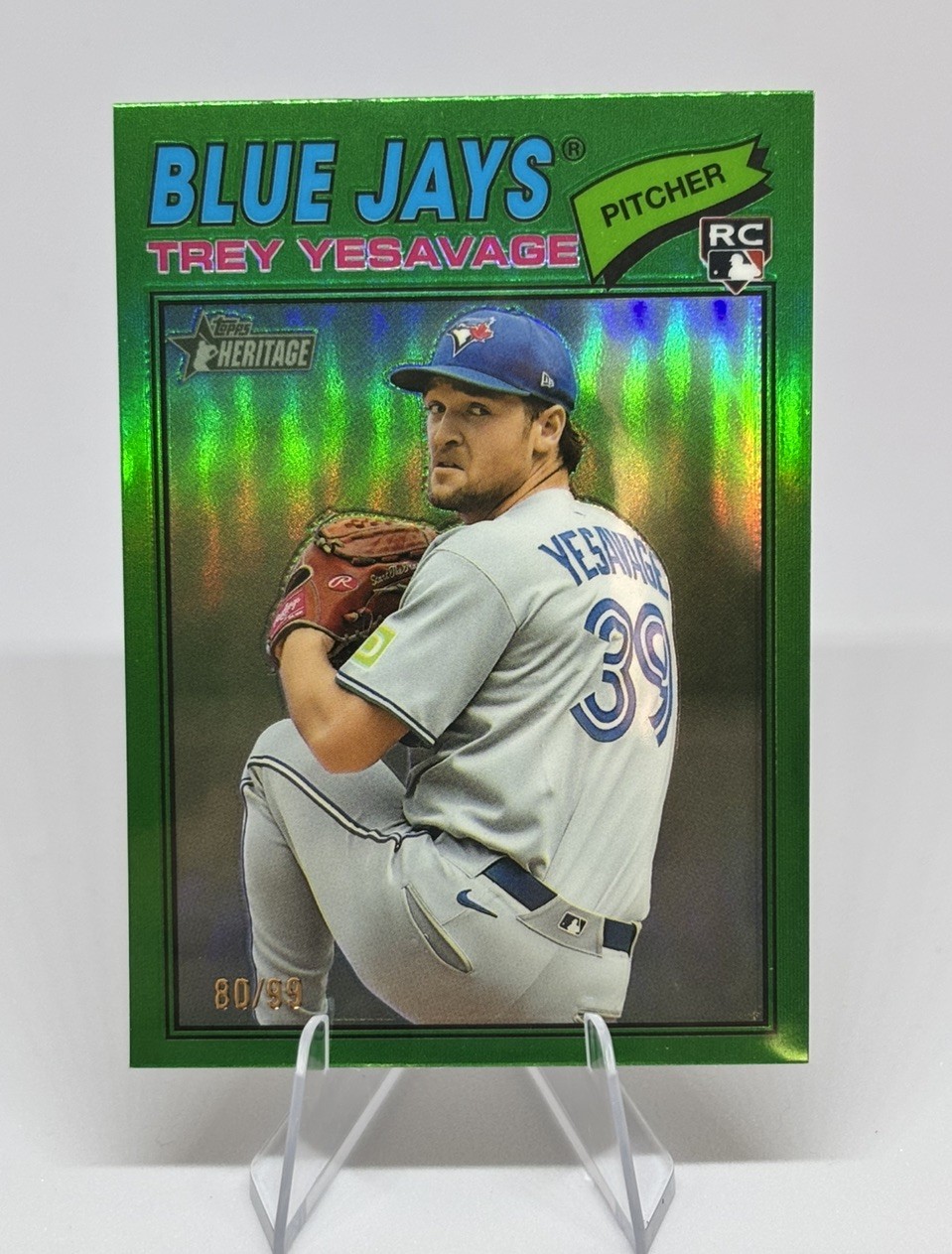 2026 Topps Heritage - Trey Yesavage #245 Chrome Green Refractor 80/99 Rookie RC