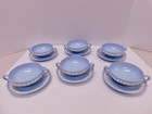 Set of 6 Wedgwood Queensware Cream on Lavender Cream Soup Bowls w Saucers