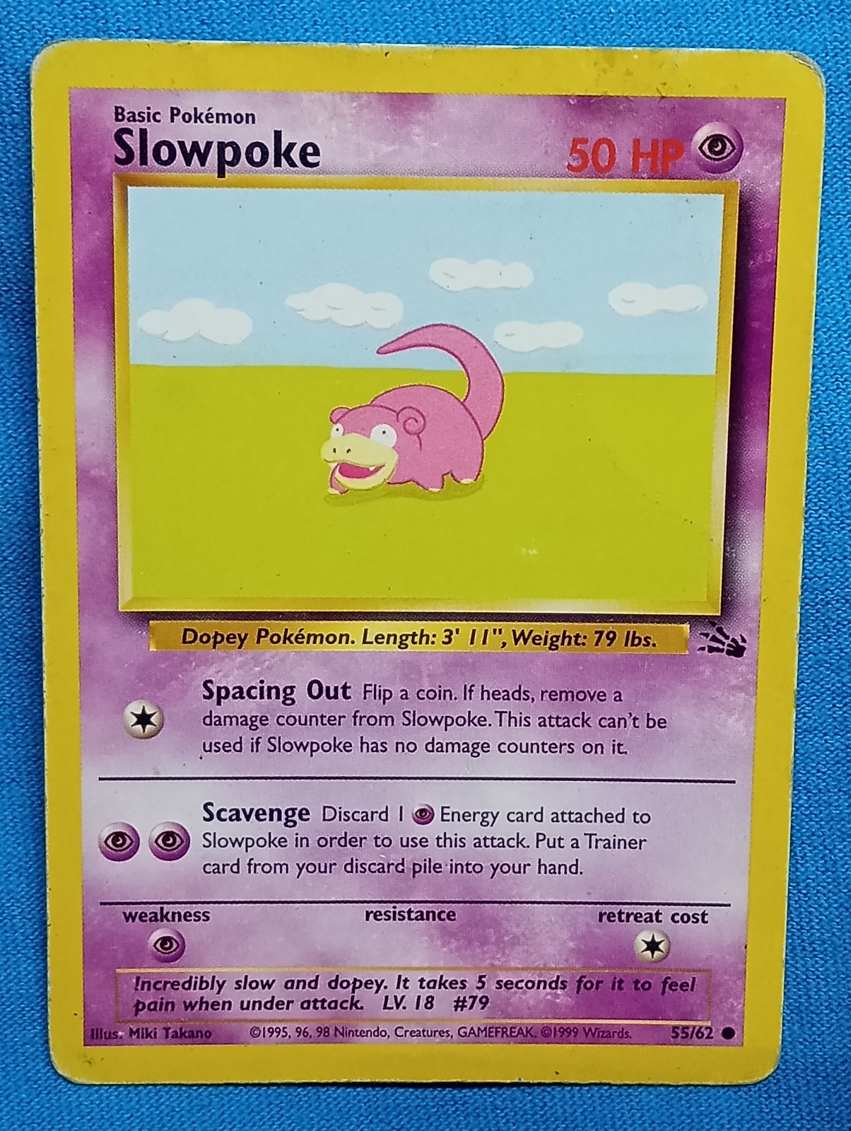 Pokemon Cards - Slowpoke - Fossil - 55/62 - Near Mint!