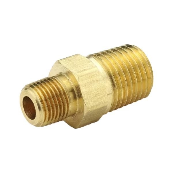 Hex Nipple Brass Hex Nipple, 1/2 in Male NPT X 3/8 in Male NPT
