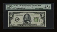 DBR 1934 $50 LGS FRN New York Fr. 2102-Blgs PMG 45 EPQ Serial B01093025A
