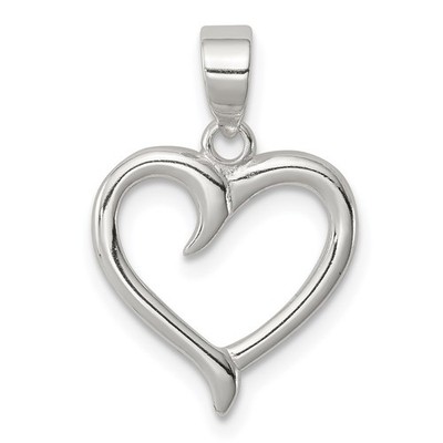 Sterling Silber poliert ausgefallen offen Herz Anhänger Halskette Damen Liebe Geschenk