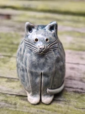 Handmade Cat Whistle Folk Art Primitive Pottery Clay Ceramic Animal  Signed 
