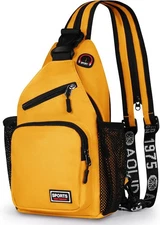 Geestock Crossbody Sling Bag Backpack for Men & Women, Convertible Yellow 
