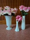 3 Vintage E O Brody Co Milk Glass Vases #s MJ-52, U-147 and 175 Exc cond