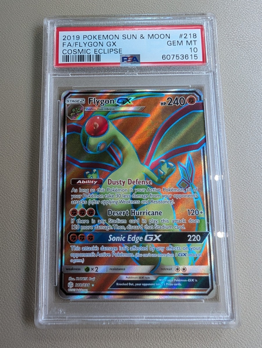 2019 Pokemon Sun & Moon Cosmic Eclipse Flygon GX Full Art Rare 218