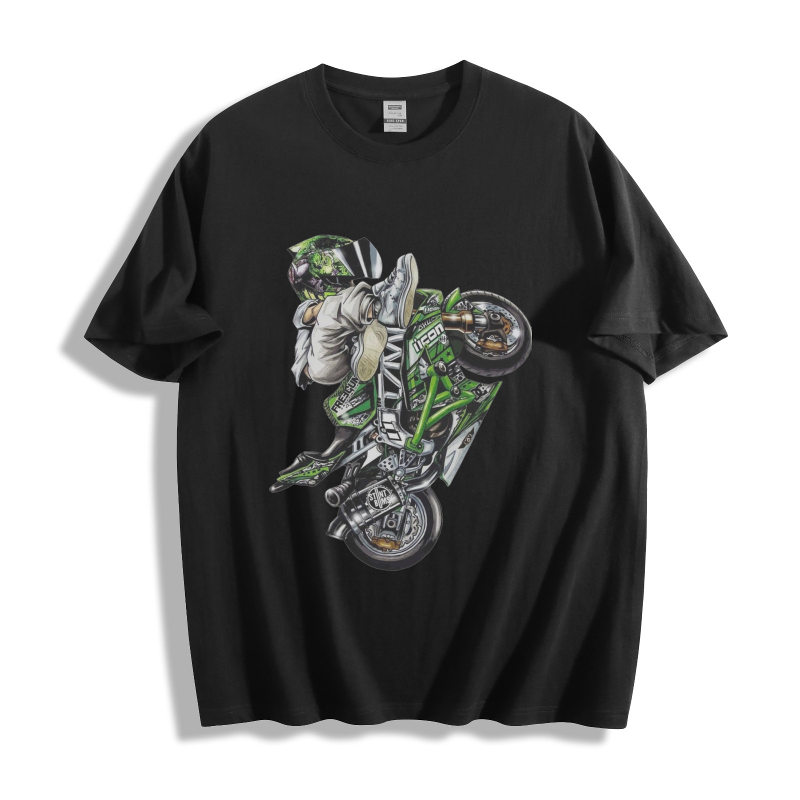 Green Stunt King T-Shirt - Epic Freestyle Biker Art Unisex T