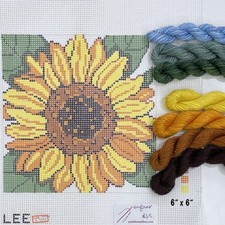 Handpainted needlepoint canvas Lee Needle Arts Sunflower Blossom KIT flower 13ct