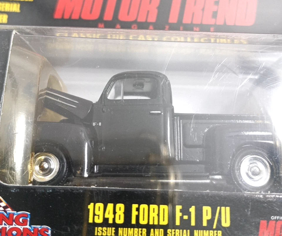 Camión Ford F-1 P/U 1948 fundido a presión negro #164 Nascar Racing Champions Motor Trend Foto 4 de 4