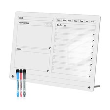 Acrylic Dry Erase to-Do List Board with Top Priorities Notes, 9x13 Desktop Wh...