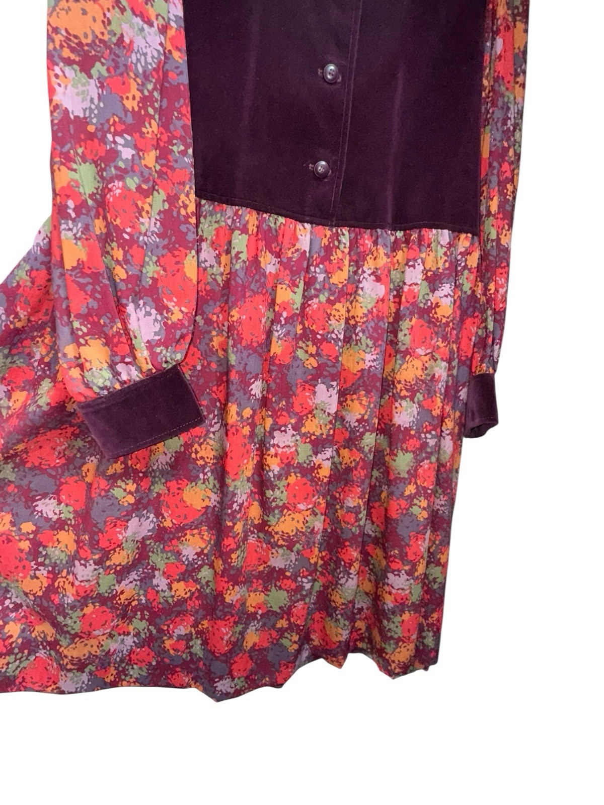 Abito folk vintage YSL Saint Laurent corpetto velluto 1976 Keni Valenti taglia 40