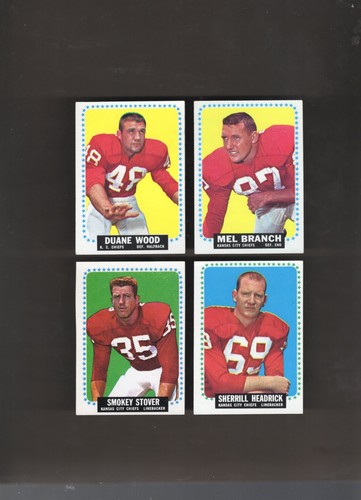 1964 TOPPS FOOTBALL SHORT PRINT SP LOT KANSAS CITY CHIEFS 4 DIFFERENT CARDS