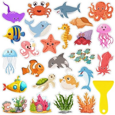 26Pcs Non Slip Bathtub Stickers, Cute Ocean Creature 26Pcs,