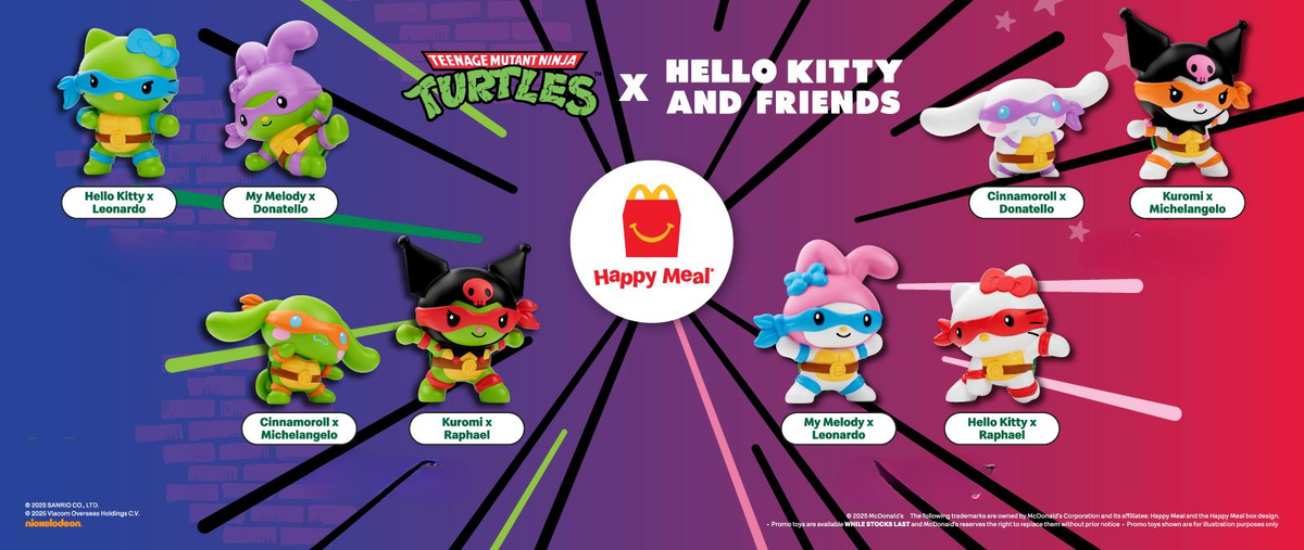 2025 McDonald's NEW Sanrio KUROMI x MICHELANGELO TMNT Happy Meal