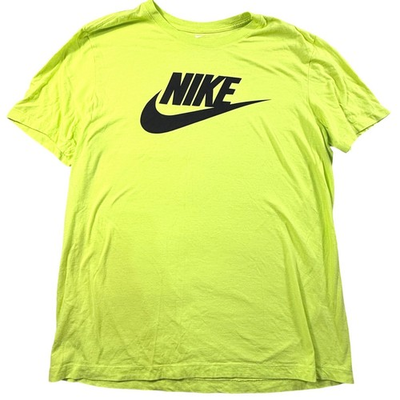 #ad Nike Sportswear Futura Logo Graphic T Shirt Neon Volt Green Mens Large EUC $13.49