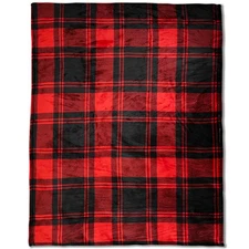 Red & Black Plaid Blanket Soft Plush Blanket Cozy Warm Plaid Blanket 50x60in