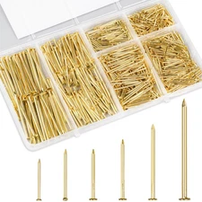 Gold Picture Hanging Nails Kit, 700 Pcs, 6 Sizes Brass Framing Nails for Art ...