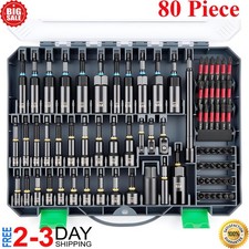 80 Piece Premium Magnetic Impact Nut Driver Set Metric  SAE with Socket Adapter