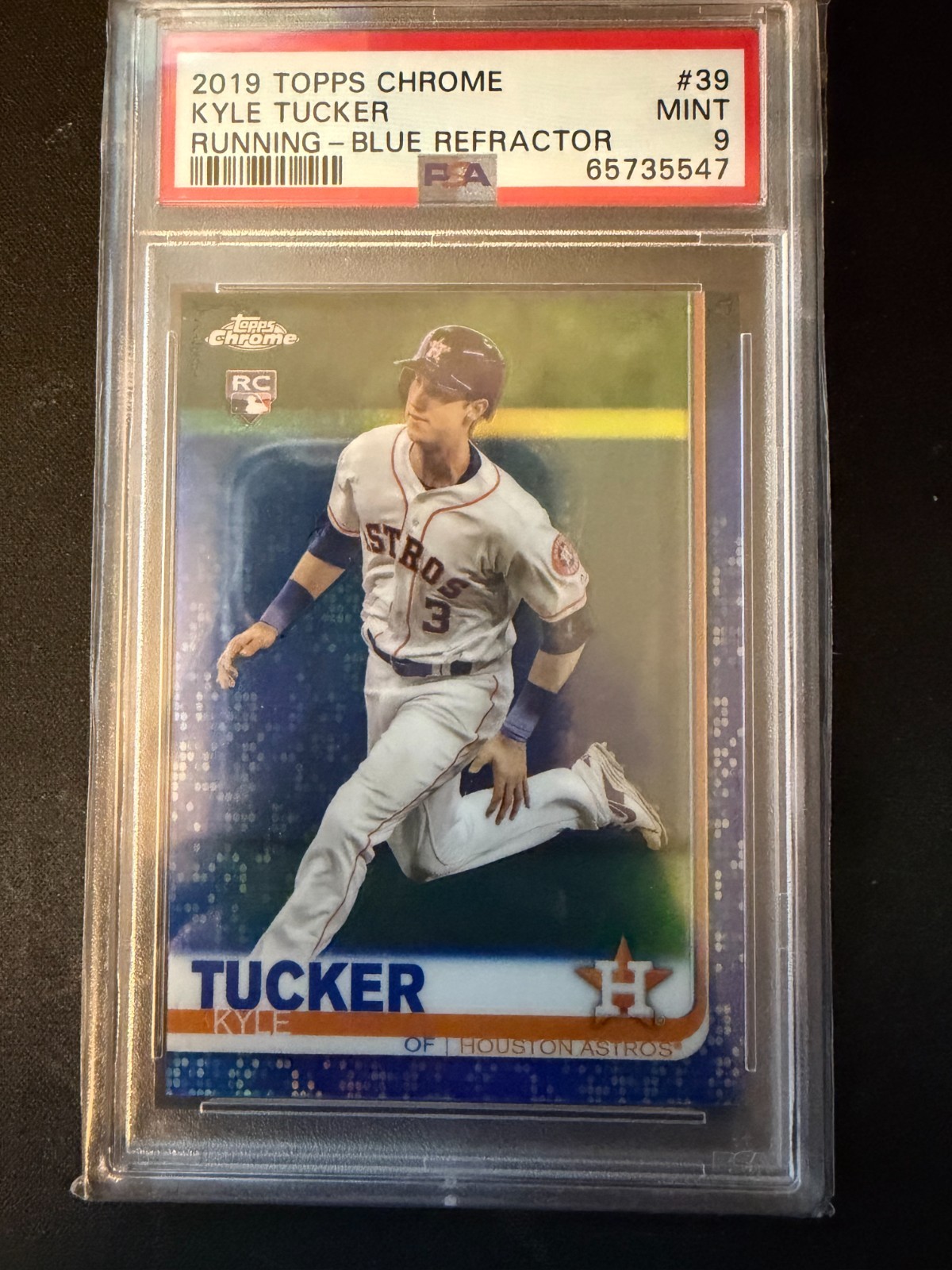 2019 TOPPS CHROME RUNNING-BLUE REFRACTOR KYLE TUCKER ROOKIE RC /150 PSA 10