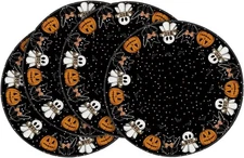 Ghost Cat Halloween round Placemats Set of 4, 14 Inch Table Mats for Party Kitch