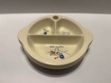Excello 1949 Porcelain Baby Food Warming Dish 3 Sections "Little Boy Blue  VTG