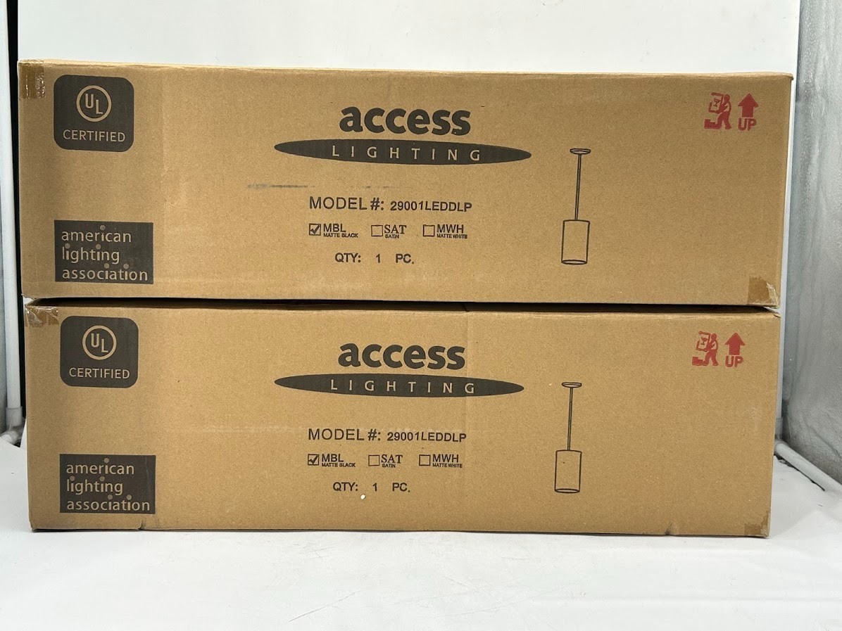 2 Pack Access Lighting Pilson 1-Light Matte Black Metal Pendant with Metal Shade