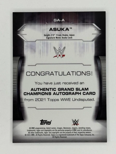 2021 Topps WWE Undisputed Asuka Grand Slam Champions Auto 81/199 - Image 2 of 2