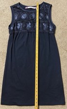 Chelsea & Violet Dress Size XS Black Sleeveless W/ Floral Lace Accents