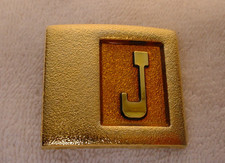 LETTER "J" Lee Jeans N.Y. USA Solid Brass Enamel "J" Initial Belt Buckle